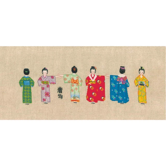 Kit broderie. Trousse - Kimono Coréen. Sashiko. Le Bonheur des Dames 9030