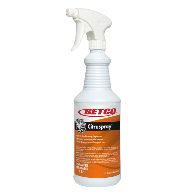 Betco CitruSpray RTU Foaming Degreaser, Citrus Orange Scent, 32 Oz Bottle, Case