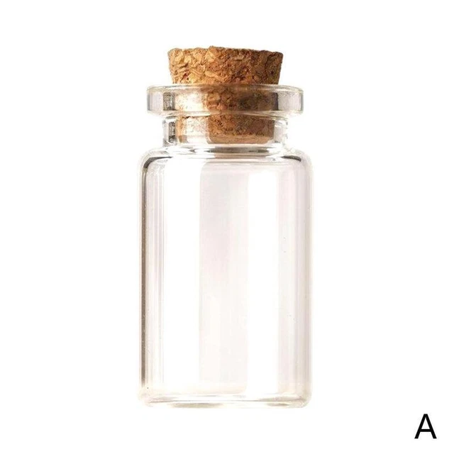 1.5ml- 16*24*6mm Small Glass Bottles with Cork Stopper Set of 5 Tiny Vials for