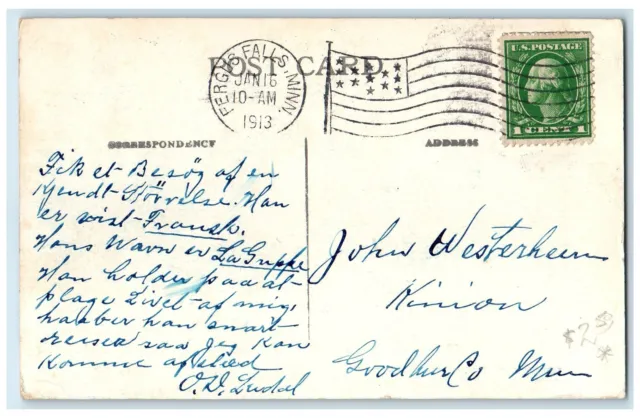 1913 State Hospital Building Exterior Fergus Falls Minnesota MN Posted Postcard 2