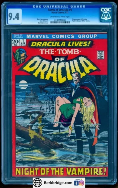 Tomb Of Dracula 1 Cgc 9.4 Unpressed 1972 💎 Graded 11/15/2011 Nice As Our 9.6