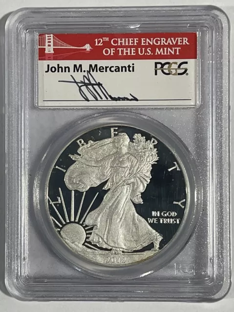 2012-S $1 Silver Eagle Proof PCGS PR70DCAM John Mercanti SIGNED!!  SF 1ST STRIKE