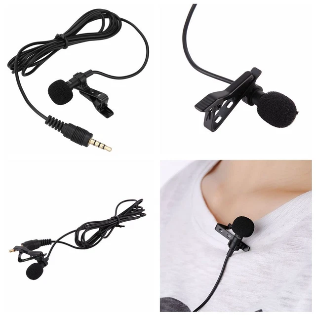 Clip-on Lapel Microphone Hands-free Mike Wired Condenser Link To Smartphone