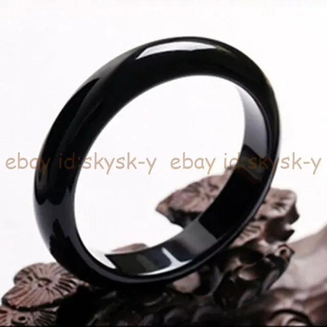 Natural Black Agate Onyx Nephrite Jade Gemstone Bangle Bracelet 56-62mm Jewelry