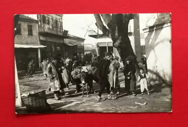 Original Foto AK MAZEDONIEN um 1916 Typen mit Esel Verkäufer   ( 53709