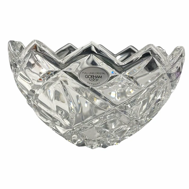 GORHAM Small Round BOWL 6" x 4"RARE 12 POINTS -Full Lead Crystal Cut Glass
