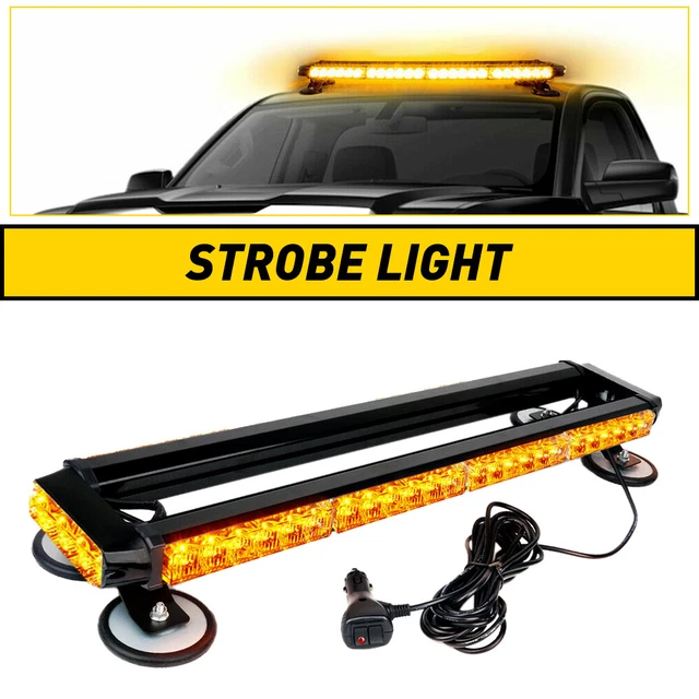 Barre Lumineuse LED Stroboscope 54 DEL Ambre/blanc - 12V, 26,5 Pouces - Pour Véhicule D'urgence, Chantier