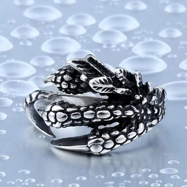 Dragon Claw Ring Punk Domineering Stainless Steel Dragon Rings For Men