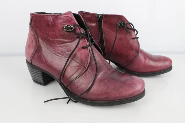 Salamander Bottines à lacets cuir prune T 38 Bon état