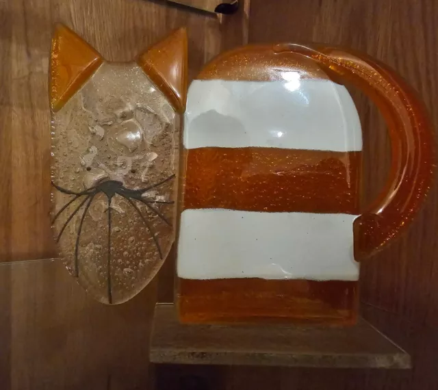 Fused Glass Ornament Cat Orange Stripe - Nobilé Glassware