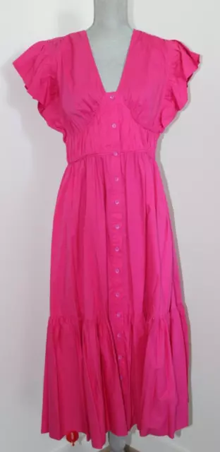 NWT Derek Lam 10 Crosby Magenta Ruffle Trim Midi Dress 8 $495