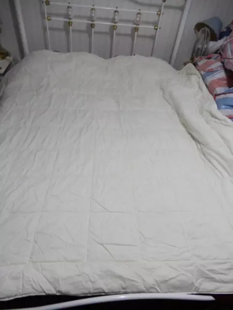 DuPont Dacron Fiberfill Cream White Doona Quilt Queen Sz 210cm sq. As New