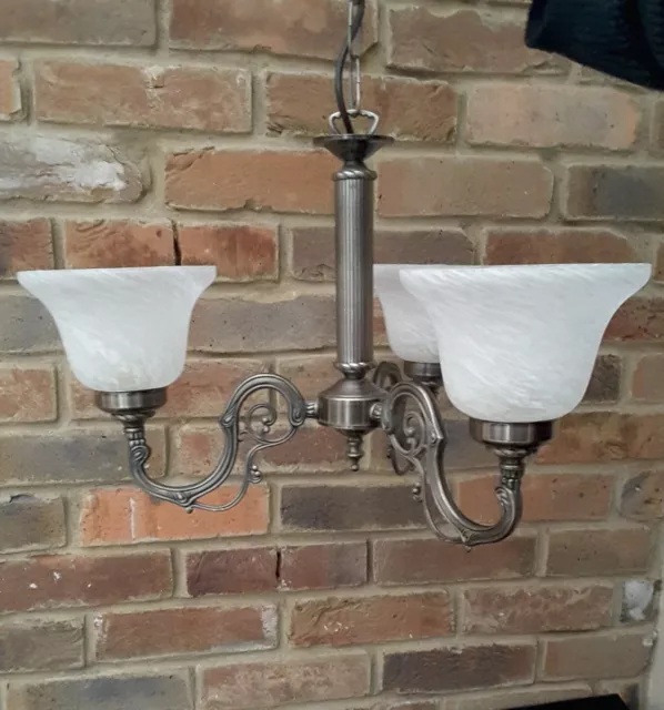 Antique Brass Ceiling Light Fitting 3 way Chandelier Vintage Traditional