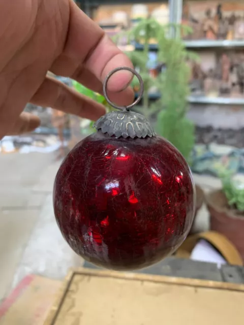 Vintage Round Shape Red Glass Ball Christmas Decorative Hanging Ornament Kugel