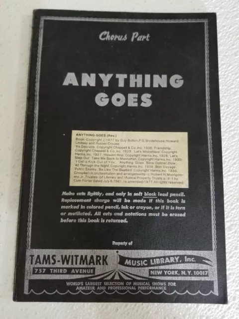 Oliver! Vocal & Chorus Parts Music Lyrics 1977 Tams Witmark