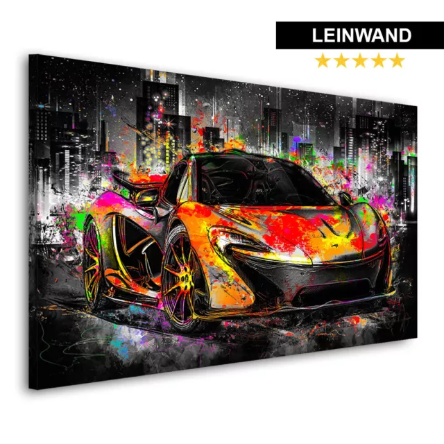 Wand Bild Mc Laren Pop Art auf Leinwand Auto Bilder Büro Wanddeko Versand Gratis