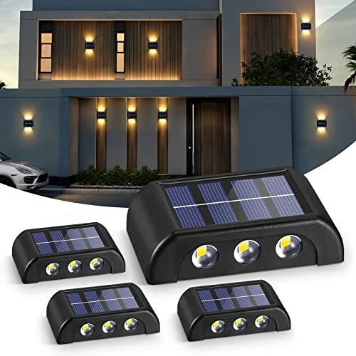 YUNYODA Lampes Solaires Extérieures 4 Pack Blanc Chaud Applique Murale Led IP...