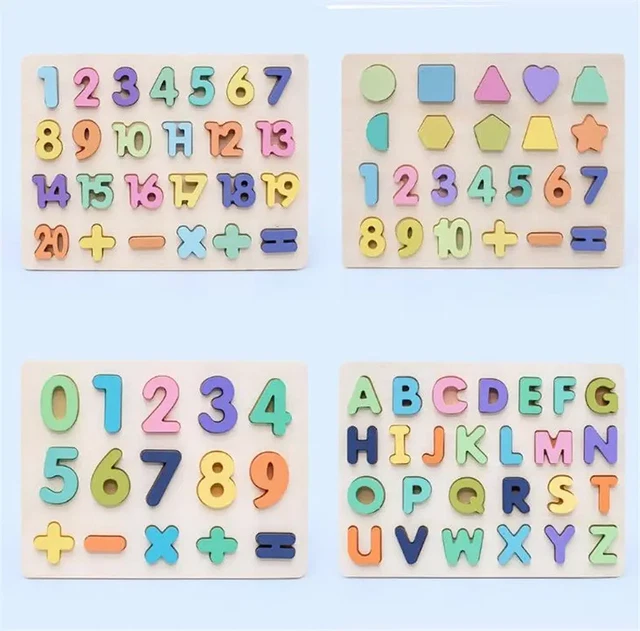 WOODEN ALPHABET NUMBER Puzzle Board Toddler Educational Early Learning