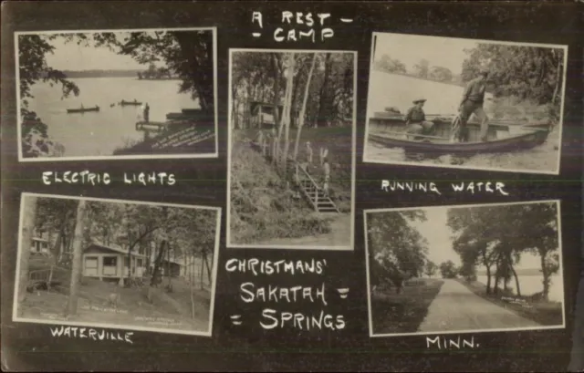 Waterville MN Multi-View Sakatah Springs c1920s-30s Real Photo Postcard