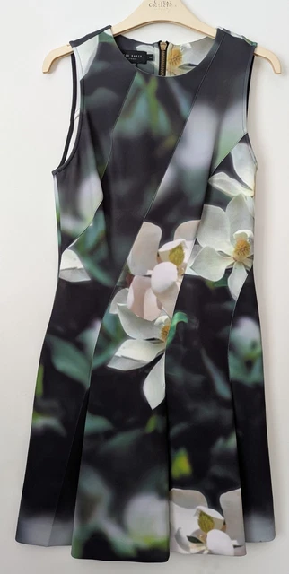 ted baker black floral skater dress Ted Baker Skater Dress with Floral Border, Beautiful