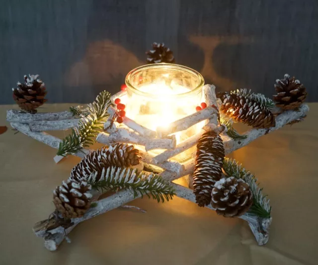 COURONNE DE L'AVENT étoile, décoration de Noël, avec verre de