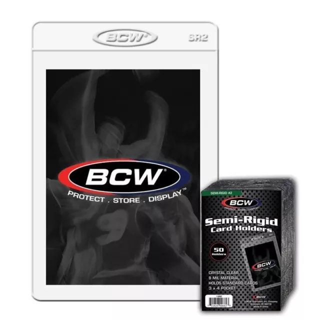 BCW Semi Rigid Card Saver #2 Sleeves Grading Submission Holders Graded 50ct