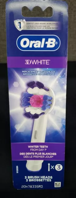 Oral-B 3D White Replacement Brush Heads~ 3 Ct Box~ NEW!