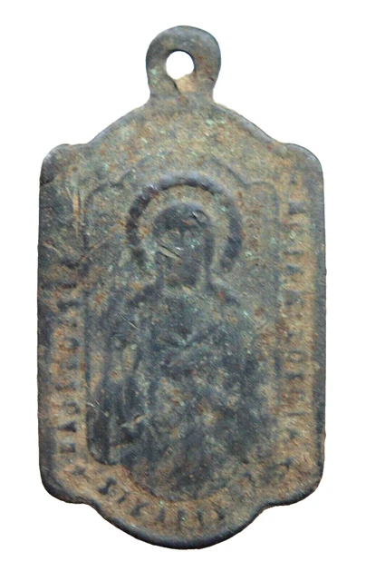 Antique Old Catholic Bronze Medallion Pendant 2.1 gram