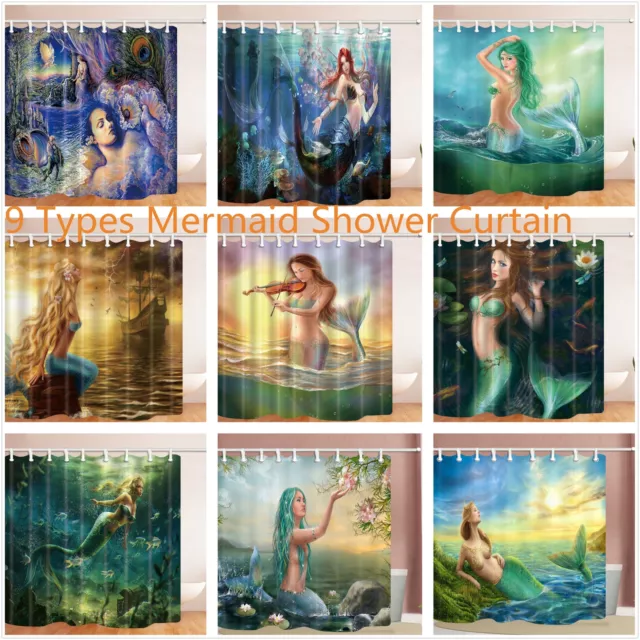Mermaid Girl Sea Bathroom Waterproof Fabric Shower Curtain Extra Long 72" x 84"