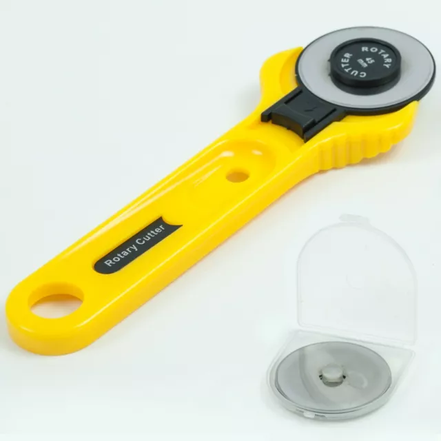 Rotary Cutter for Paper Card Fabric Quilting Vinyl + 5 Pack Cutting Blades 45mm