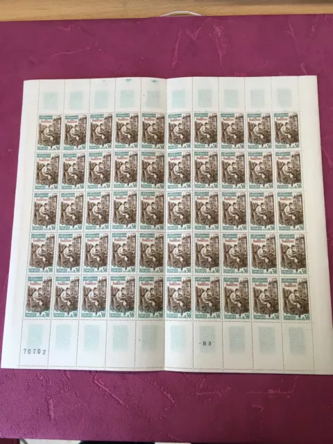 Feuille de 50 timbres de France N° 1405 Paralysés N**/MNH SHEET
