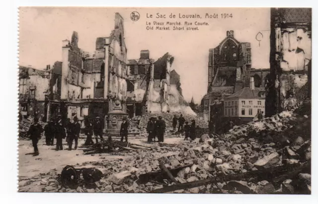 le sac de louvain , aout 1914 , le vieux marché,rue courte