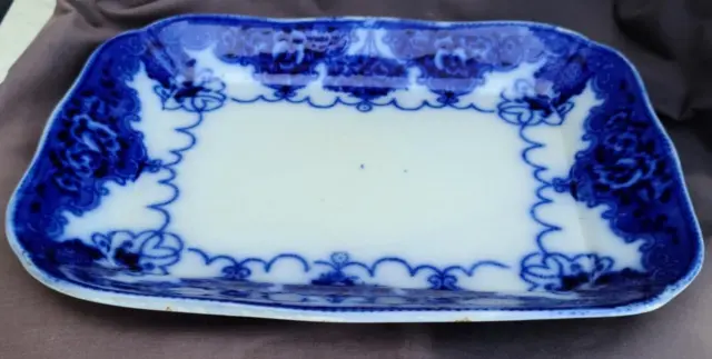 Beautiful Flow Blue 13.5” Serving Tray – VERY OLD PIECE - VGC – COLLECTIBLE