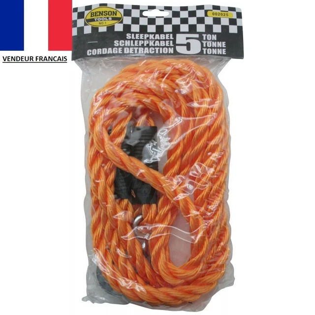 Corde de Remorquage Câble de Traction 5 Tonnes Max Sangle 3,5 Mètres