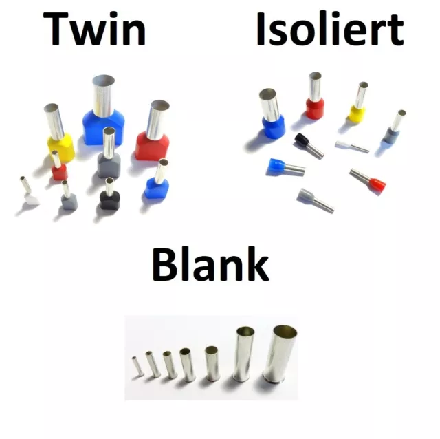 Aderendhülsen isoliert, TWIN & unisoliert 0,50- 50 mm² Kabelhülsen 10-1000ST