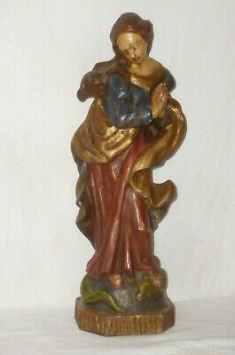 Old Carved Sacred Figure Wooden Figure Holy Madonna Carved Wood 16 7/8in