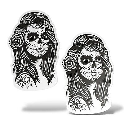 X2 Autocollant Crânes Santa Muerte Mexique Auto Moto Camper Laptop Casque 