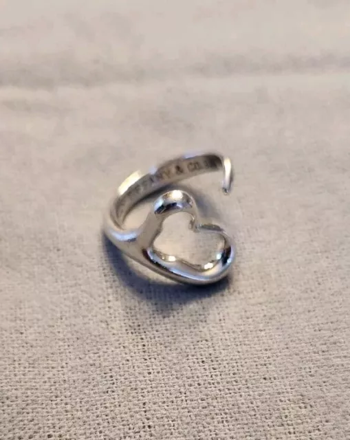 Tiffany & Co. Elsa Peretti Open Heart Ring Sterling Silver 925 SIZE 6
