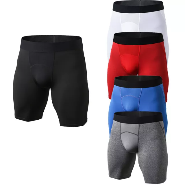 Mens Workout Compression Shorts Sports Running Basketball Boxer Brief Breathable