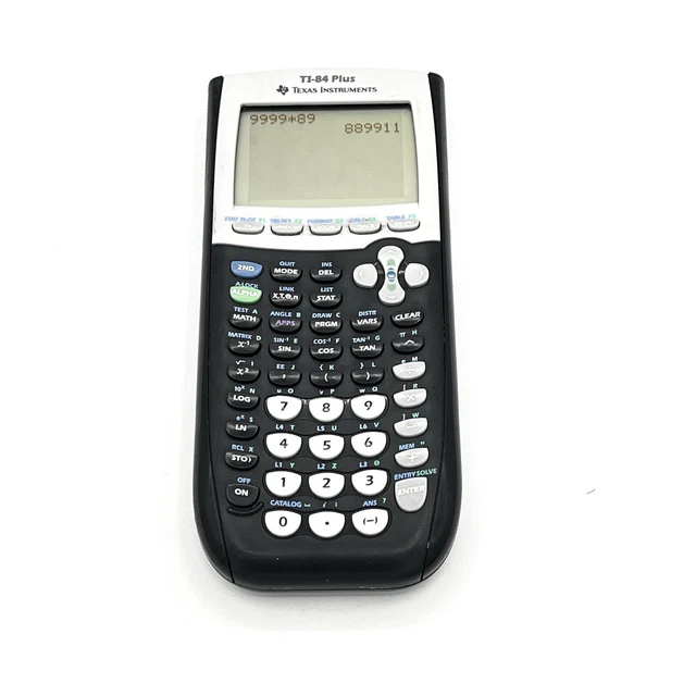 Texas Instruments TI-84 Plus Graphing Calculator Black/White. Working Correctly