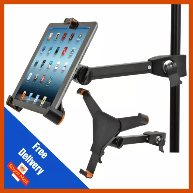 Mic Microphone Pole Music Stand Mounting Clamp iPad Tab 1 2 3 4 5 Air or 7-10.4"