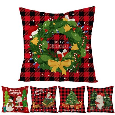 Elan Uk-Christmas Rouge Séries Coussin Housse Taie Oreiller de Fête Élan Flocon Neige 