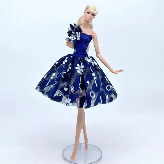 Blue Floral Flower Tutu Dress Fashion Doll Clothes For 11.5" Doll Outfits 1/6