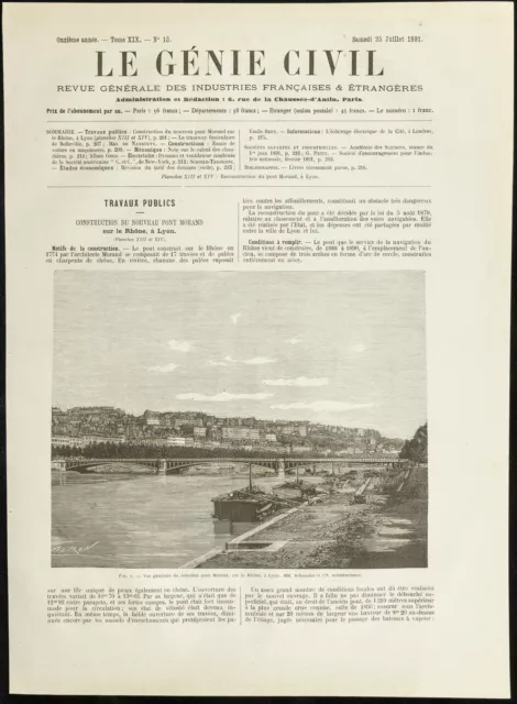 1891 - General view of the New Morand Bridge, sur le Rhône, in Lyon - civil engineering