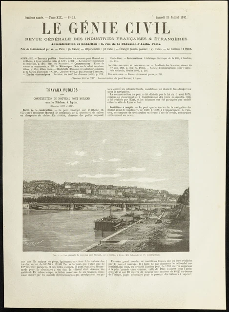 1891 - General view of the New Morand Bridge, sur le Rhône, in Lyon - civil engineering