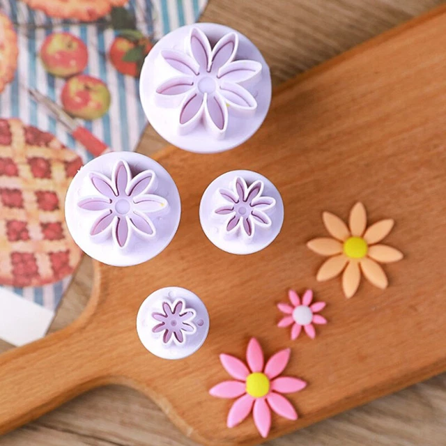 4 piezas Moldes cortador de galletas para pastel de flor margarita de boda émbolo fondant ZR