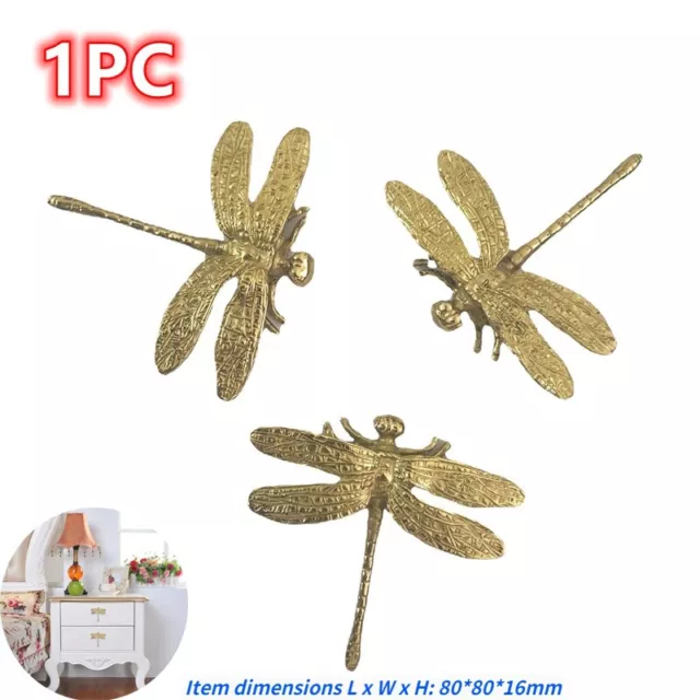 1PC Laiton Libellule Tiroir Bouton Armoire Placard Anse Commode Tirer Rétro Doré