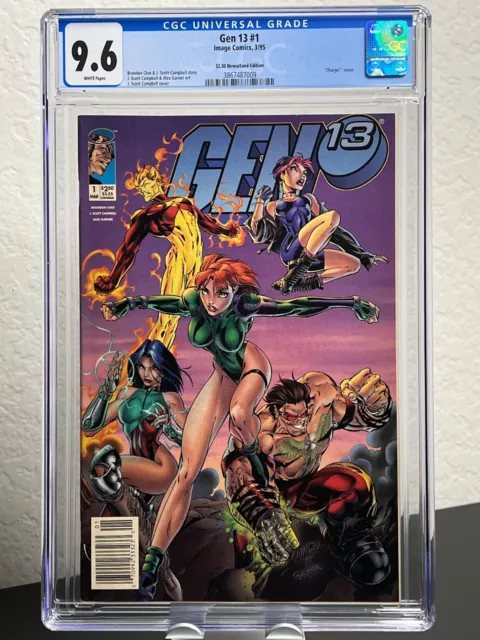 Gen 13 #1 RARE HIGH GRADE NEWSSTAND VARIANT! CGC 9.6 NM CHARGE Lee Campbell 1995