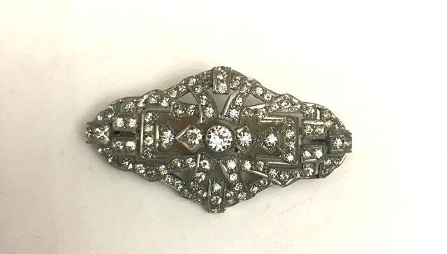 Lot De 2 Broches Art Déco Noires à Strass - Anciennes, Bon état - Bijou Vintage