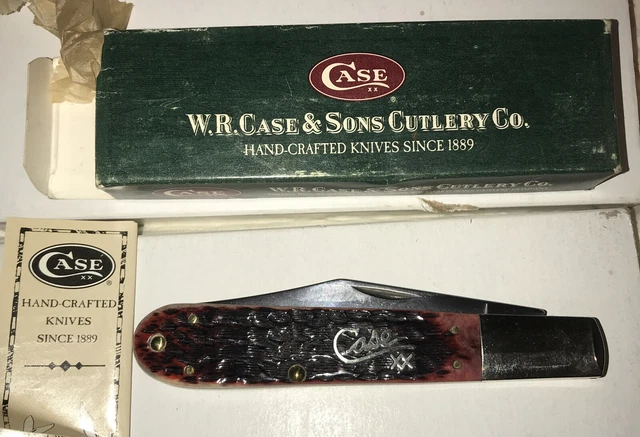 2001 Case XX Cranberry Jigged Bone Granddaddy Barlow Silver Script 6143SS